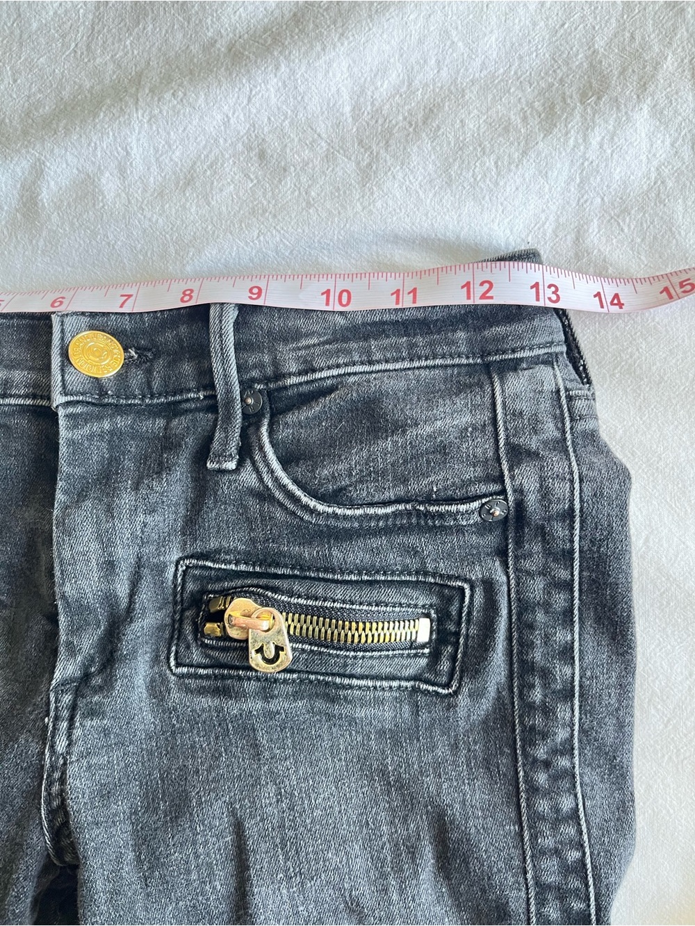 True Religion Halle Mid Rise Super Skinny Black Moto Biker Jeans 26 Baddie Y2K - Picture 5 of 16